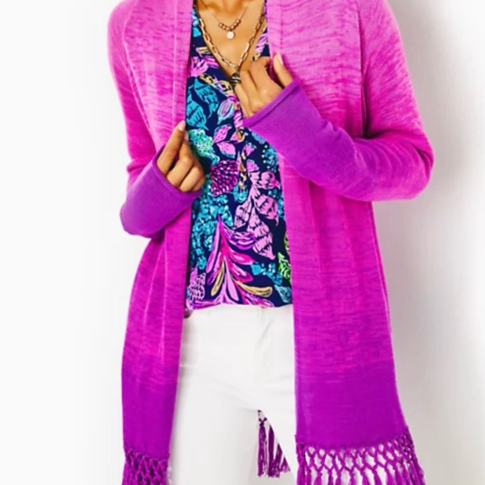 Lilly Pulitzer Pink Ombre Cardigan with Fringe
